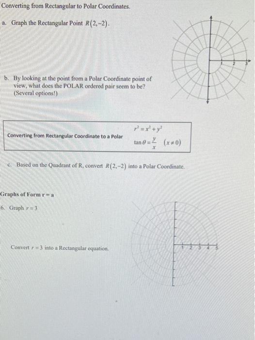 Solved Converting from Rectangular to Polar Coordinates. a. | Chegg.com
