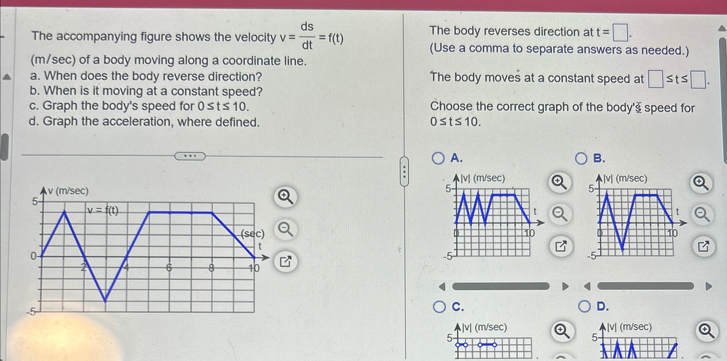 Solved The accompanying figure shows the velocity | Chegg.com