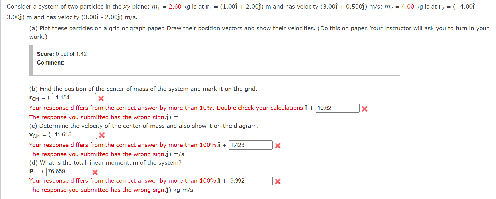 Solved Consider a system of two particles in the xy ﻿plane: | Chegg.com