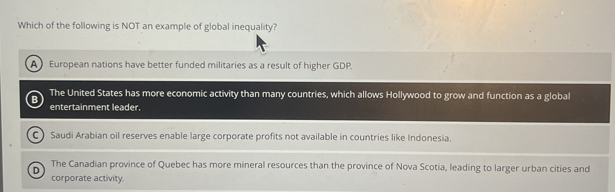 Solved Which of the following is NOT an example of global | Chegg.com