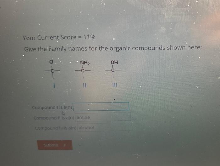 Solved Give the Family names for the organic compounds shown | Chegg.com