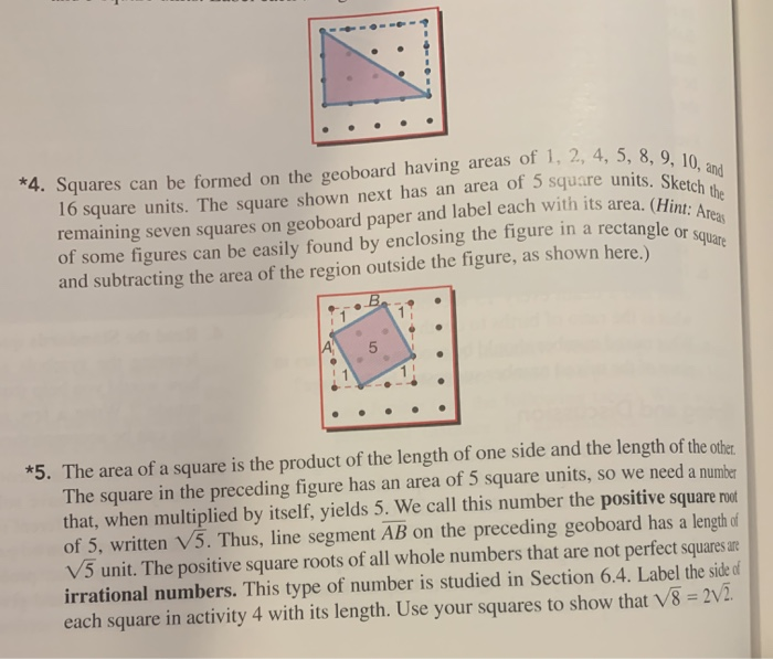 Solved 4 Squares Can Be Formed On The Geoboard Having Ar Chegg Com