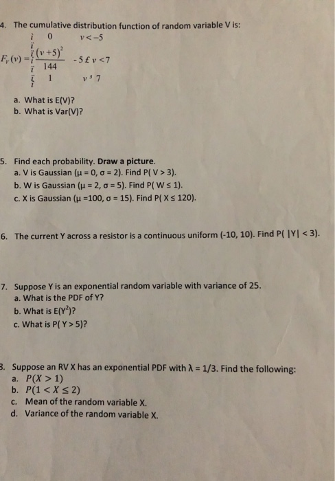 Solved 4. The cumulative distribution function of random | Chegg.com