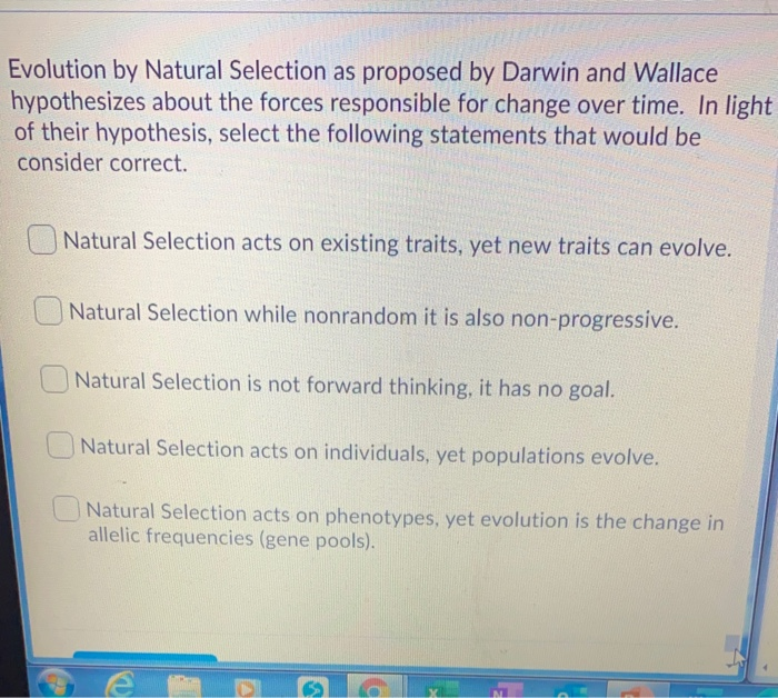 Solved Evolution by Natural Selection as proposed by Darwin | Chegg.com