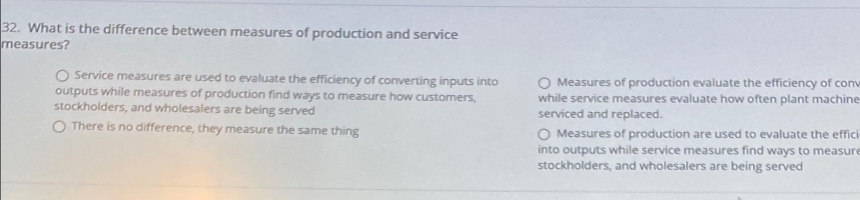 Solved What is the difference between measures of production | Chegg.com