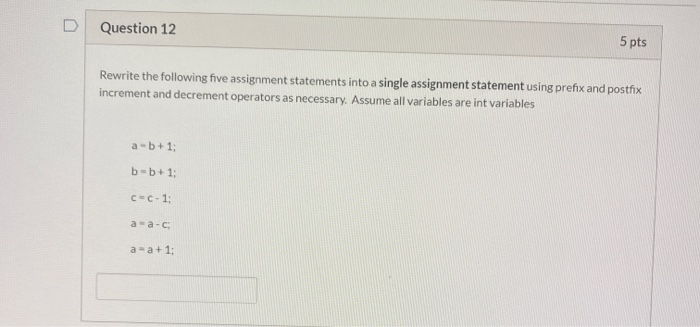 Solved Question 12 5 pts Rewrite the following five | Chegg.com