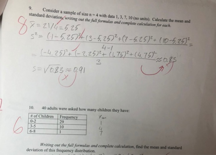 Solved 9. Consider a sample of size n = with data 1, 3, 7, | Chegg.com