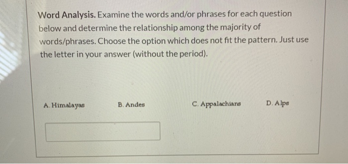 Question Word Analysis Solved Word Analysis. Examine the words and/or phrases for | Chegg.com