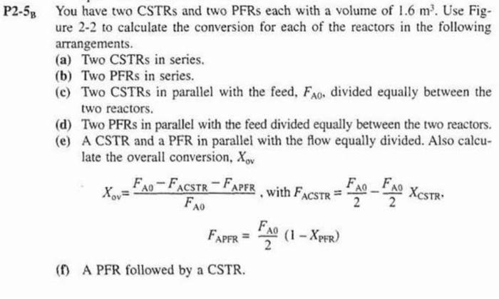 Solved P2-58 You have two CSTRs and two PFRs each with a | Chegg.com