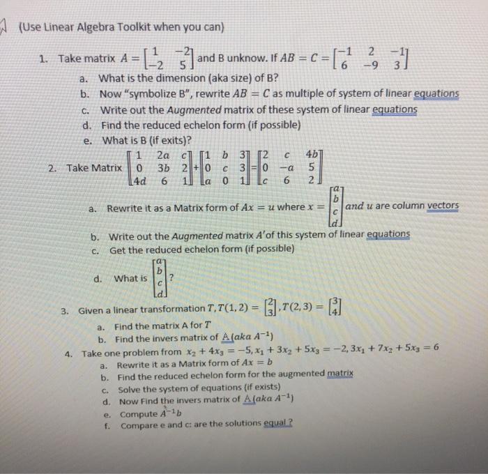 Solved 5 c use linear algebra toolkit when you can 2 1 chegg