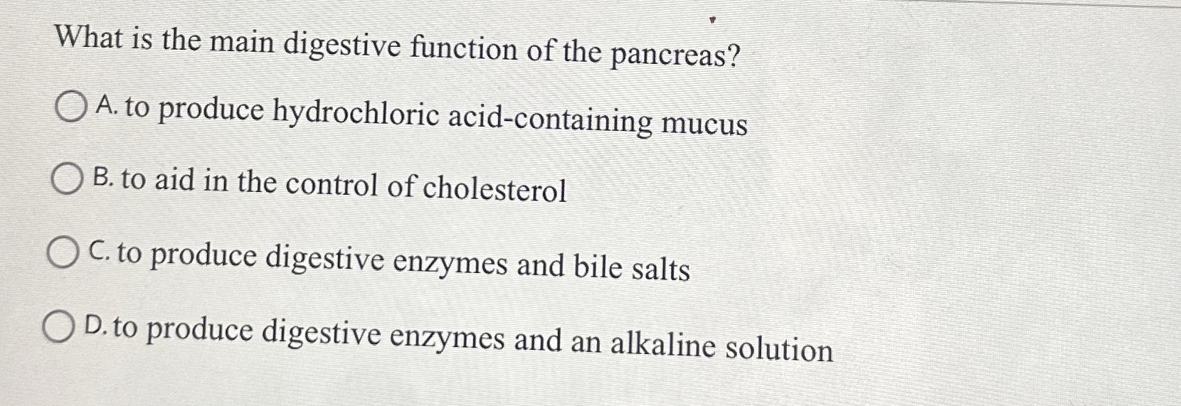 Solved What is the main digestive function of the