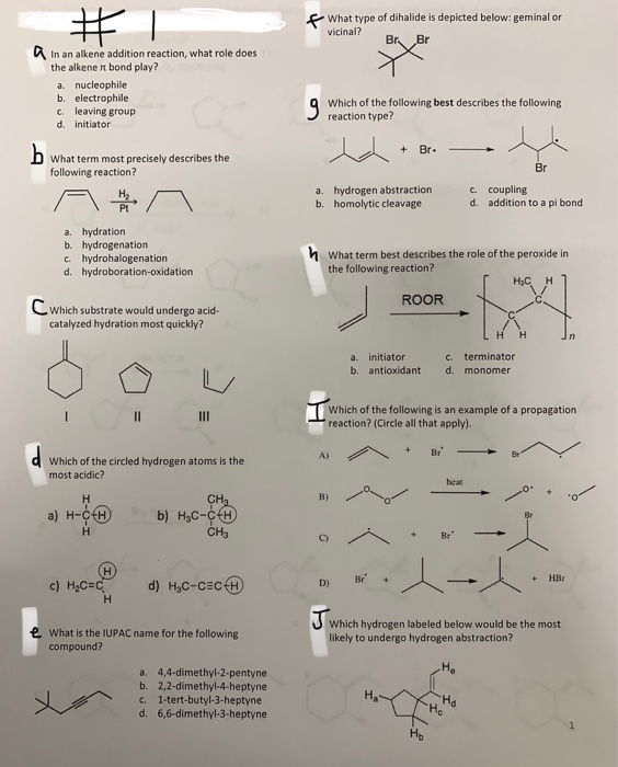 Solved f What type of dihalide is depicted below: geminal or | Chegg.com