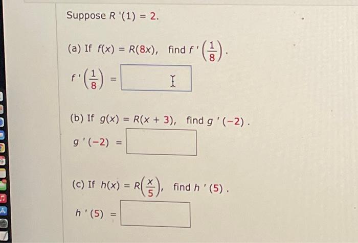 Solved Suppose R 1 2 A If F X R 8x Find F F