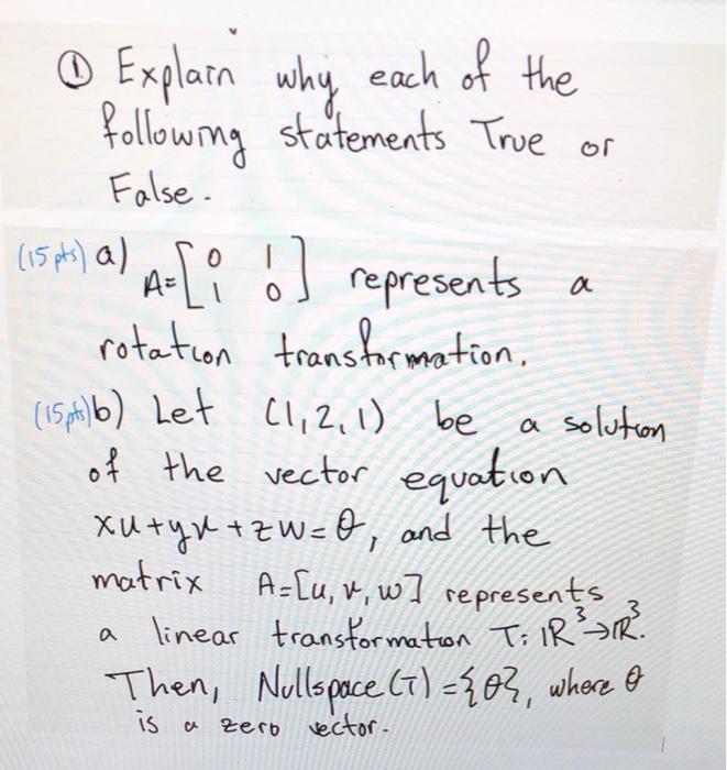Solved @ Explain why each of the following statements True | Chegg.com