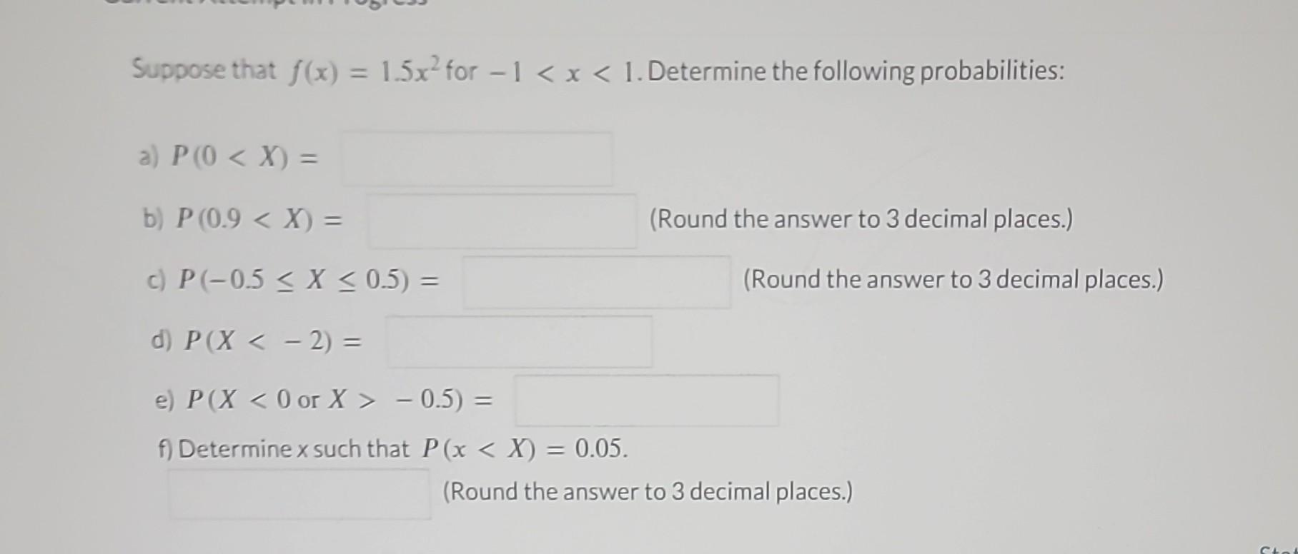 Solved Suppose That F X 1 5x2 For −1−0 5 F Determine X