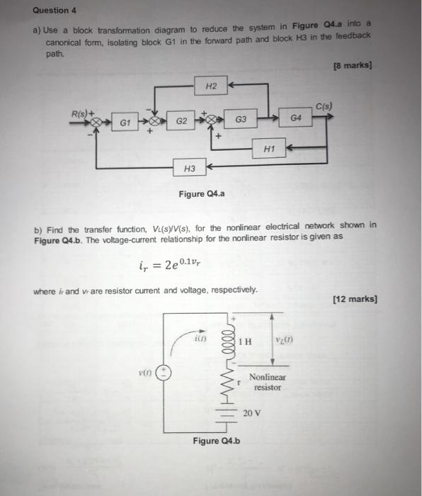 Solved Question 4 A) Use A Block Transformation Diagram To | Chegg.com