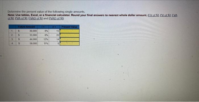 Solved Determine The Present Value Of The Following Single