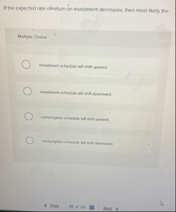 Solved If the expected rate ofreturn on investment | Chegg.com