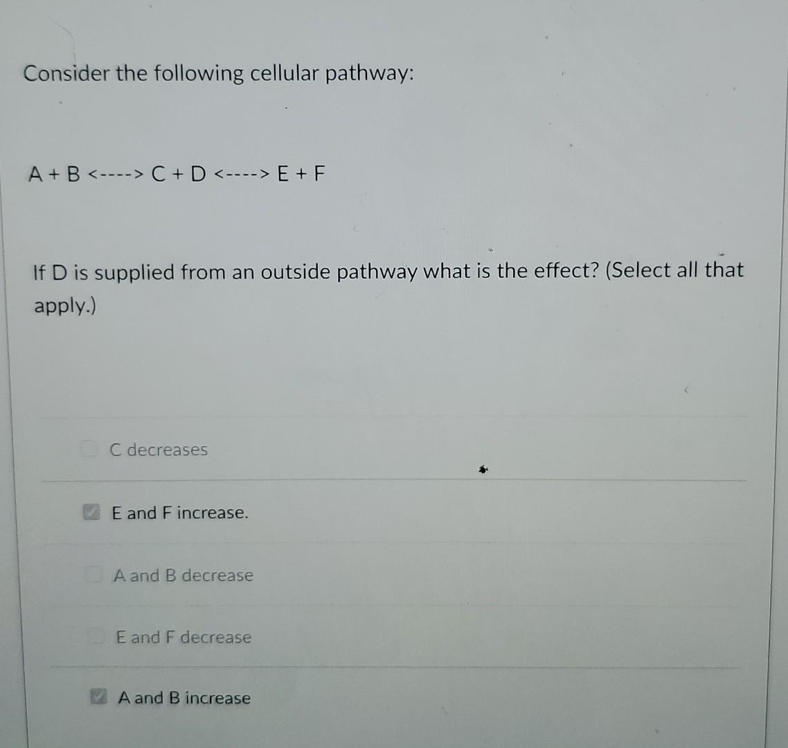 Solved Consider The Following Cellular Pathway: A + B | Chegg.com