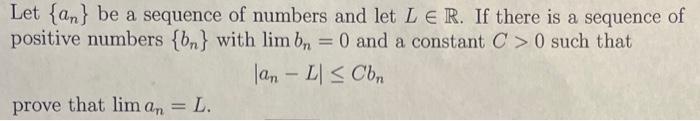 Solved Let {an} Be A Sequence Of Numbers And Let L∈R. If | Chegg.com