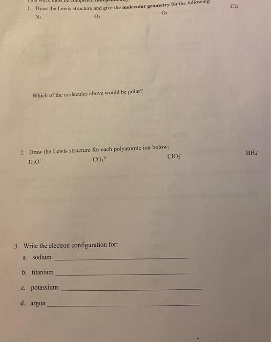 Solved 1. Draw the Lewis structure and give the molecular | Chegg.com
