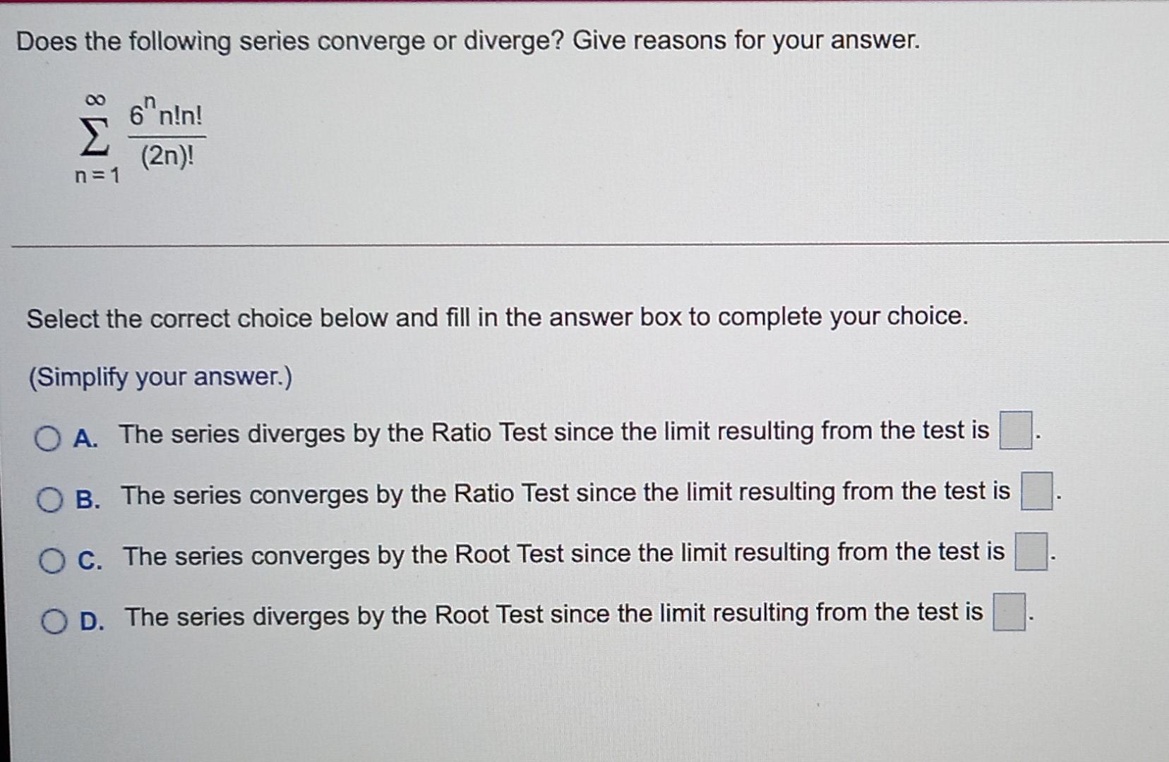 Solved Does the following series converge or diverge? Give | Chegg.com