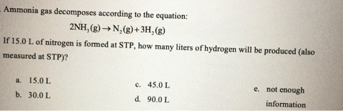 Solved Ammonia gas decomposes according to the equation: | Chegg.com