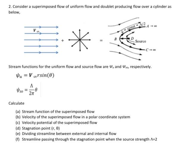Solved 2. Consider a superimposed flow of uniform flow and | Chegg.com