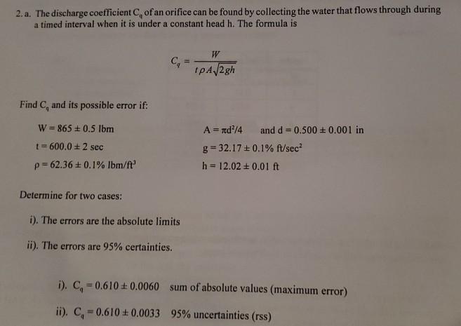 What Is Discharge Coefficient Of An Orifice