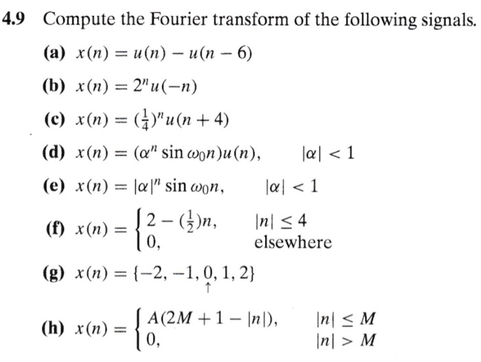 Solved 4 9 Compute The Fourier Transform Of The Following Chegg Com