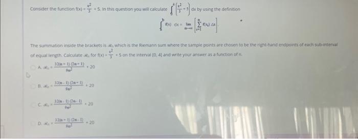 Consider the function f(x)=5x2+5, in this question | Chegg.com