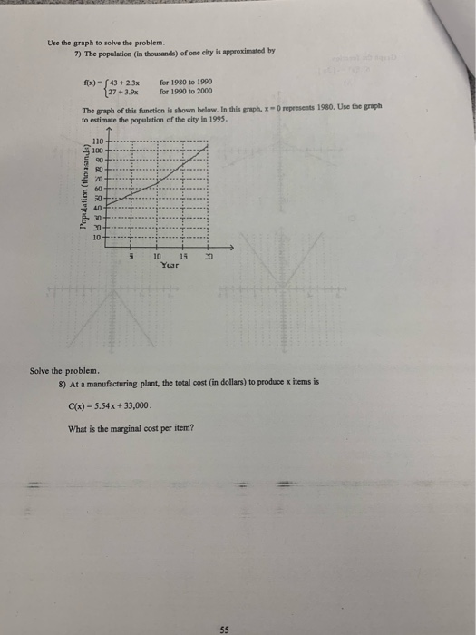 Solved Use the graph to solve the problem. 7) The population | Chegg.com