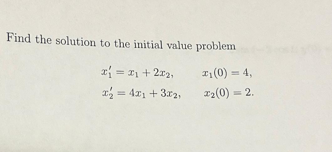 Solved Find the solution to the initial value | Chegg.com