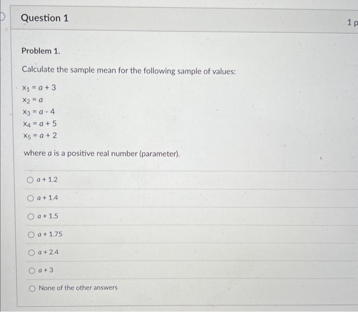 Solved Calculate the sample mean for the following sample of | Chegg.com
