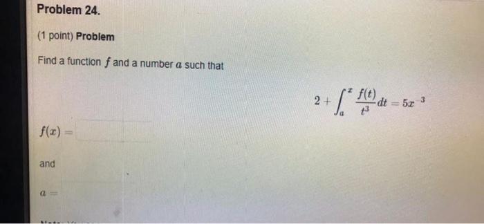 Solved Problem 24. (1 point) Problem Find a function f and a | Chegg.com