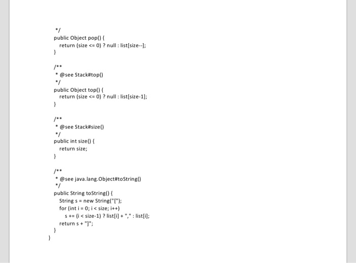public interface Stack *post: Returns true if stack | Chegg.com