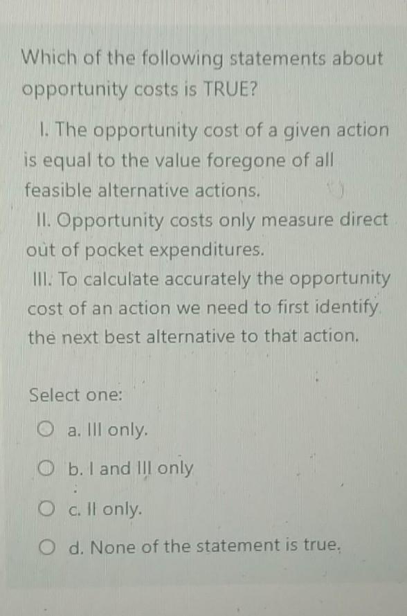 opportunity cost assignment quizlet