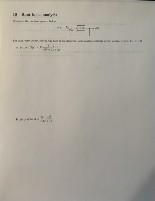 Solved 10 Root locus analysis Consider the control system | Chegg.com
