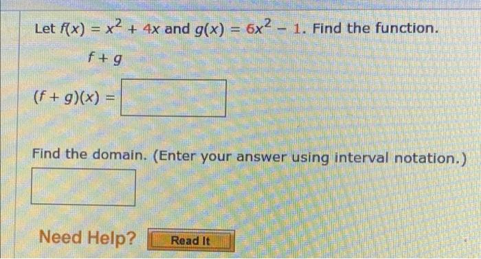 Solved Let F X X² 4x And G X 6x² 1 Find The