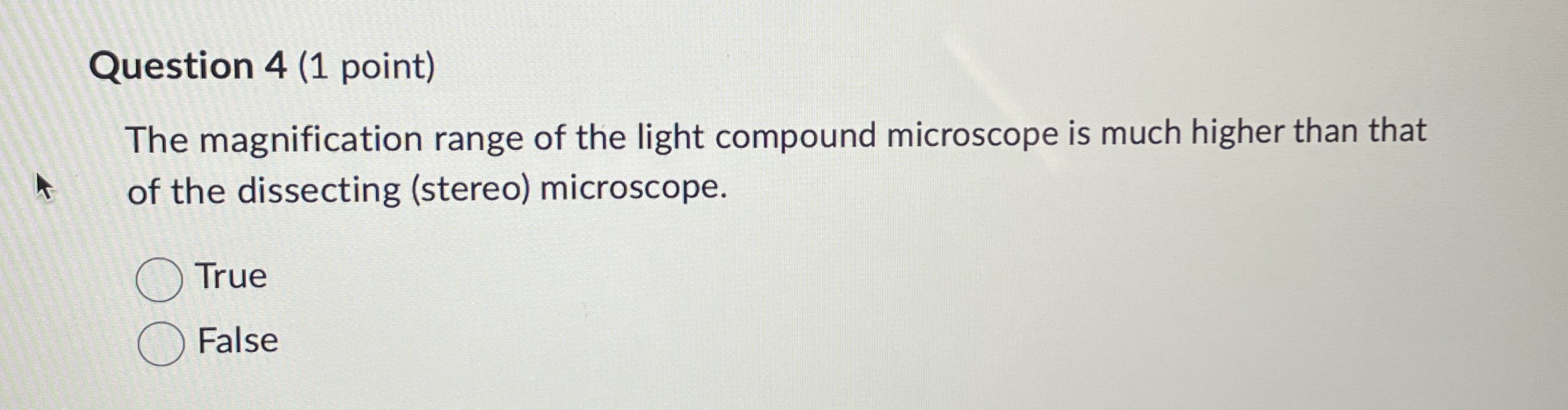 Solved Question 4 (1 ﻿point)The magnification range of the | Chegg.com