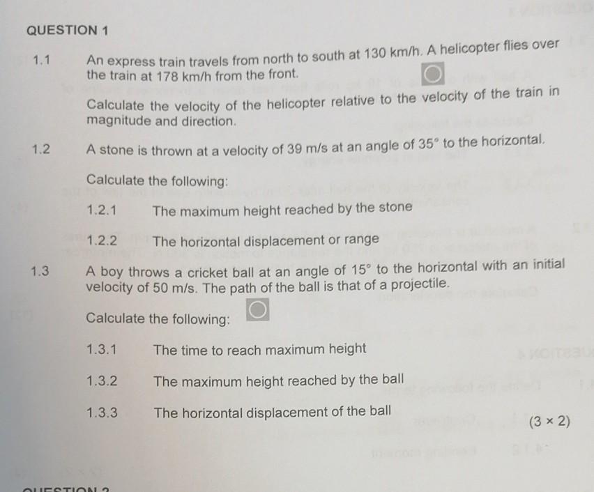 Solved QUESTION 1 1.1 An express train travels from north to | Chegg.com