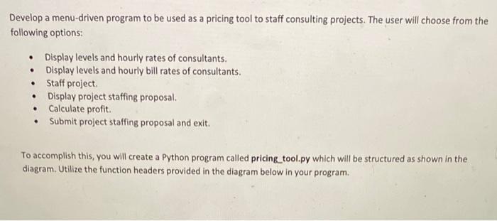 Develop a menu-driven program to be used as a pricing | Chegg.com