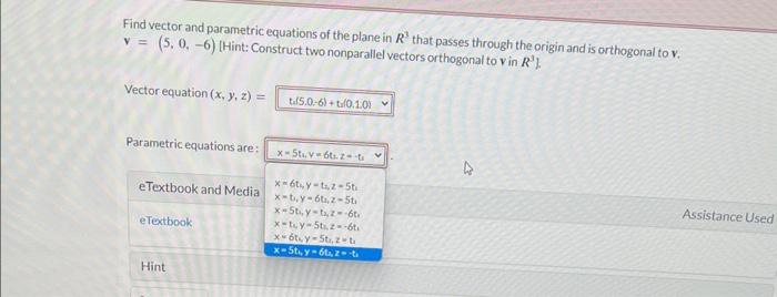 Solved Find vector and parametric equations of the plane in | Chegg.com