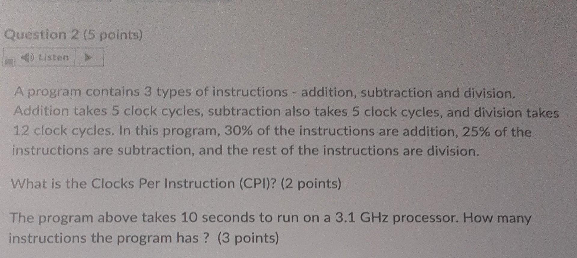 Solved A program contains 3 types of instructions