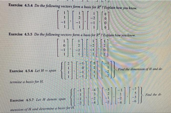 Solved Exercise 4.5.4 Do the following vectors form a basis | Chegg.com