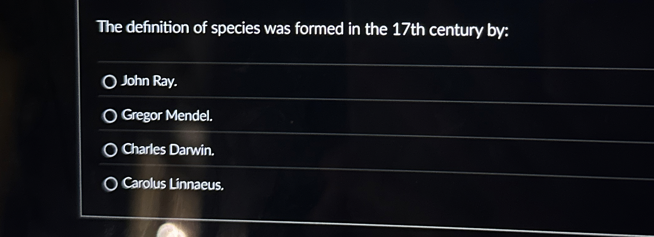 Solved The definition of species was formed in the 17th