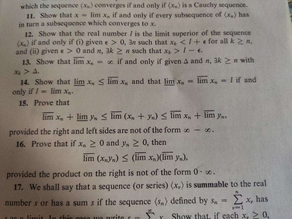 Solved Which The Sequence 1 Converges If And Only If Xn 