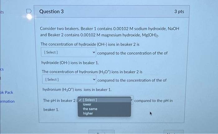 Solved s Question 3 3 pts Consider two beakers. Beaker 1 | Chegg.com