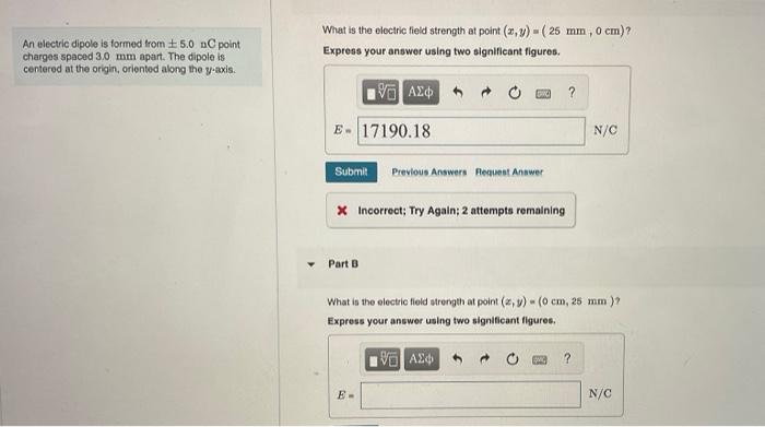 Solved What is the electric field strength at point | Chegg.com