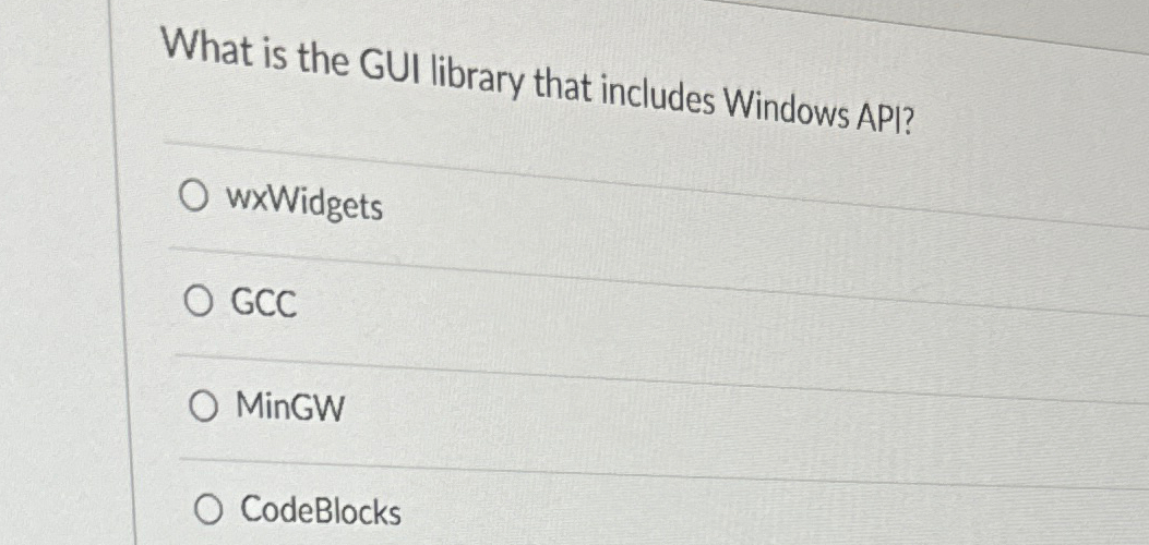 Solved What is the GUI library that includes Windows | Chegg.com